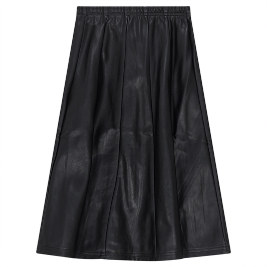 Leather Paneled Skirt Black