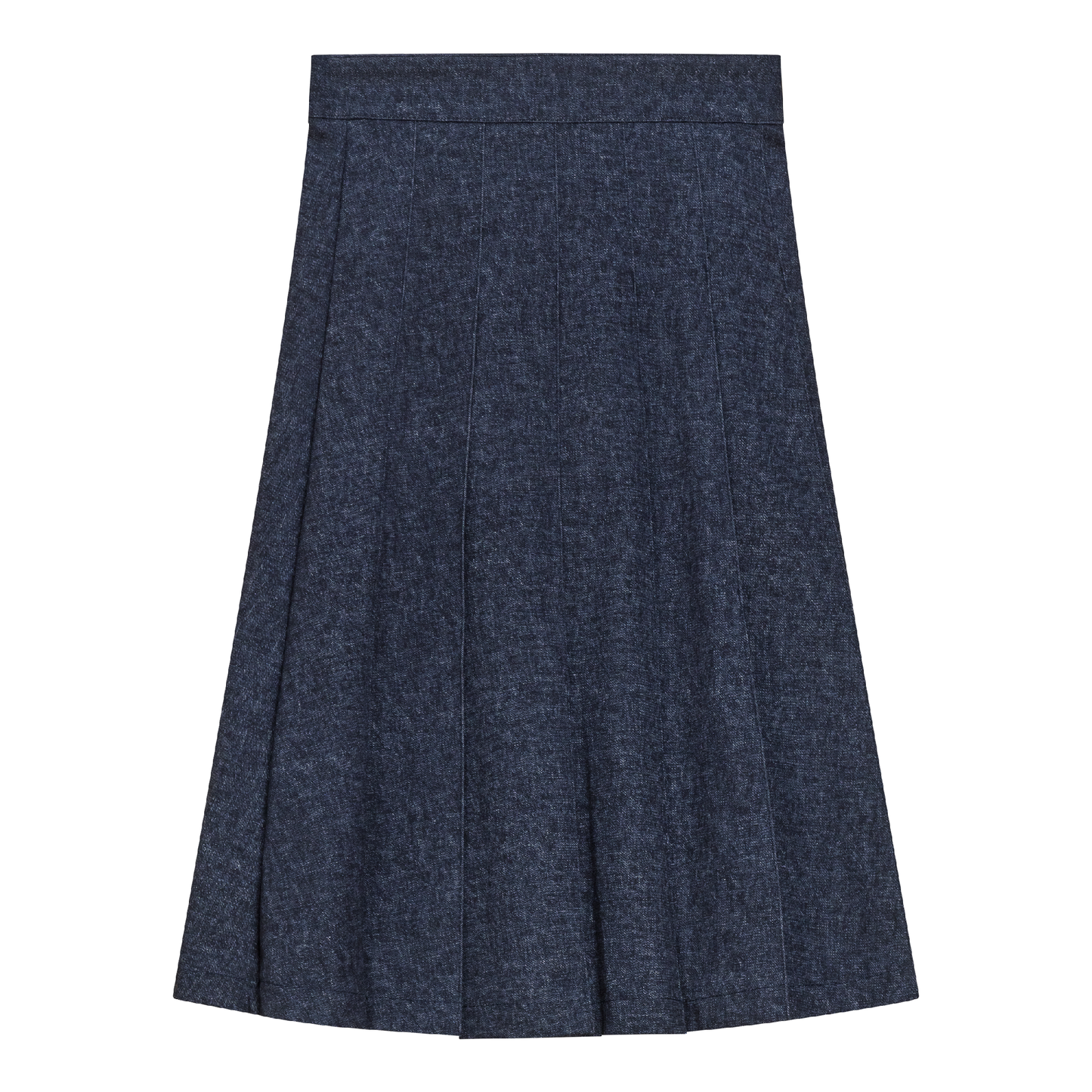 Mix Knit Knife Pleated Skirt Denim