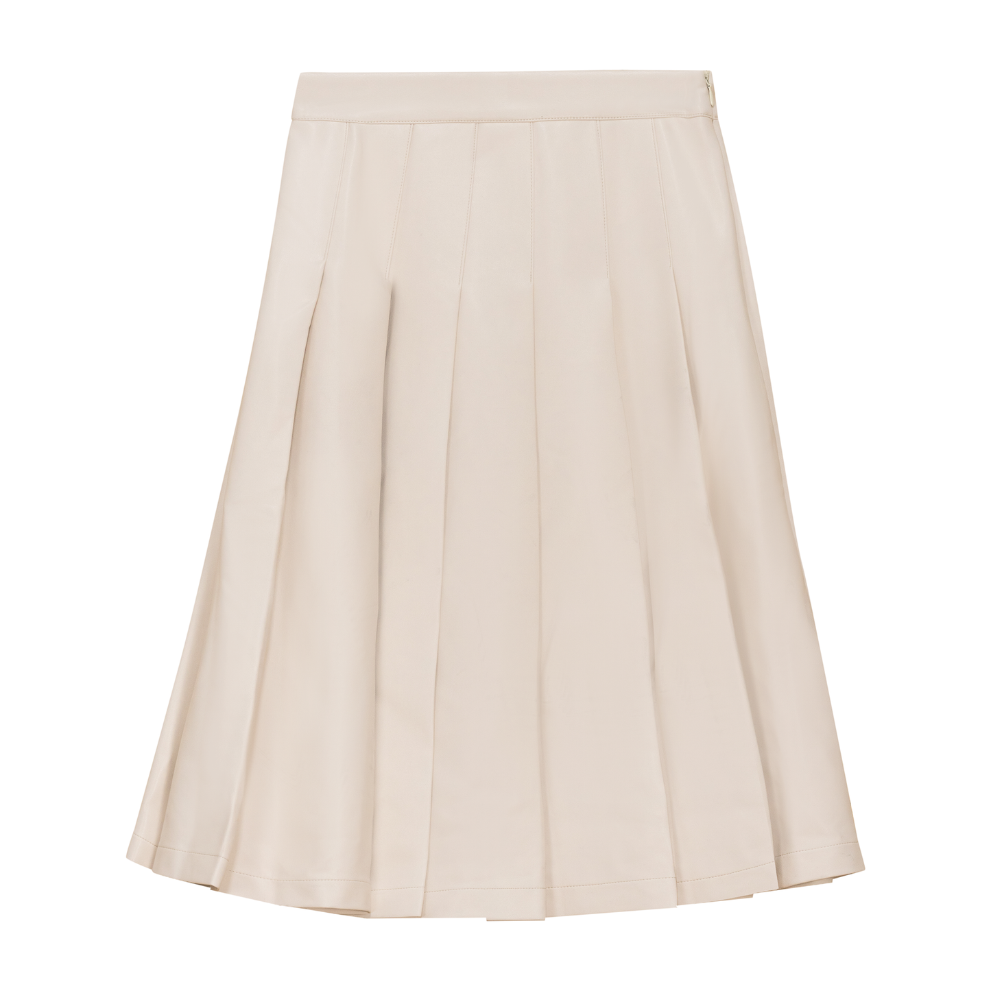 Leather Knife Pleats Skirt Winter White