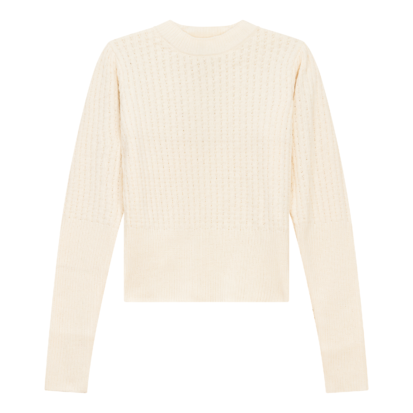 Textured Knit Crop Top Cream