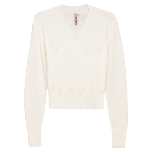 Textured Knit Wrap Top Cream