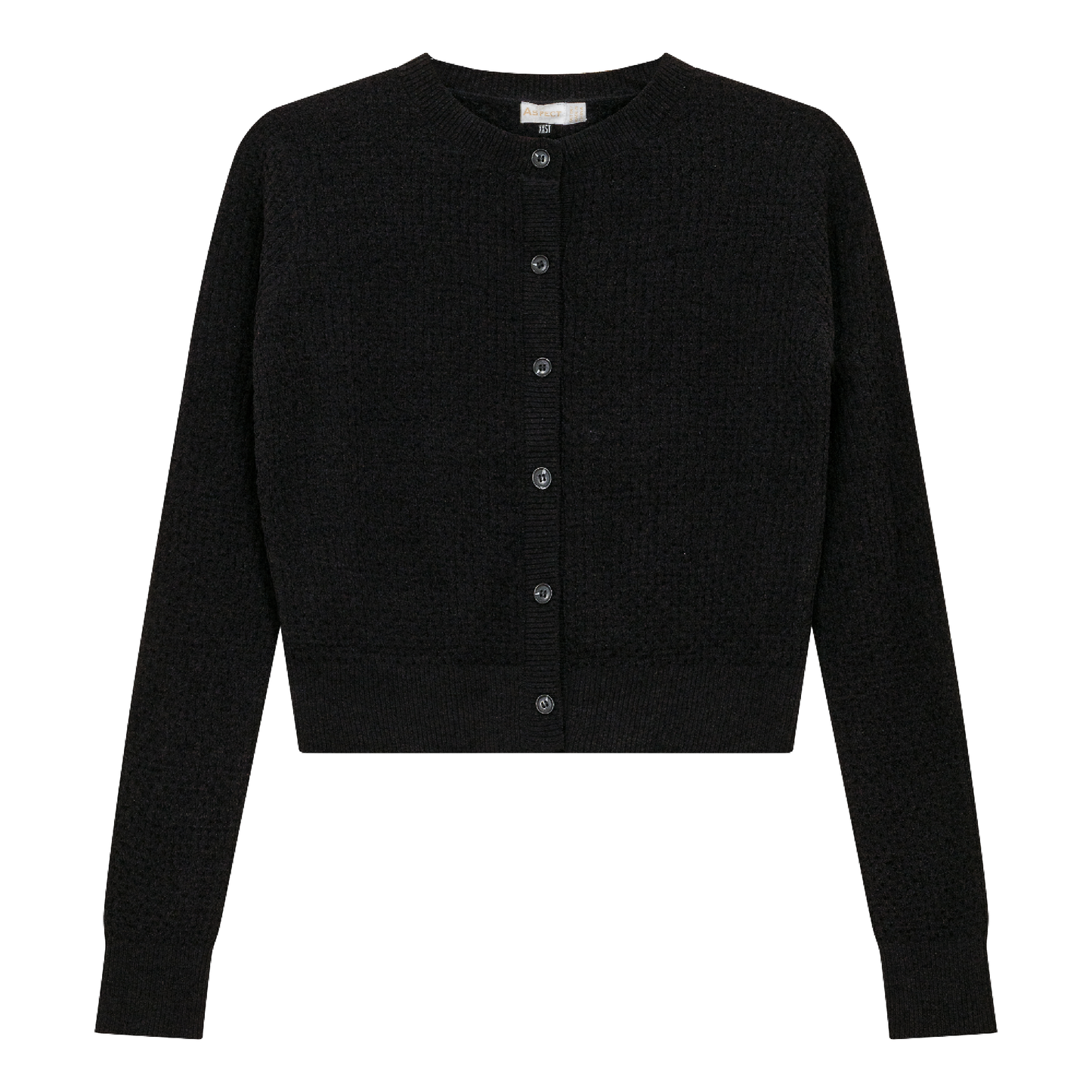 Textured Knit Crop Cardigan Black