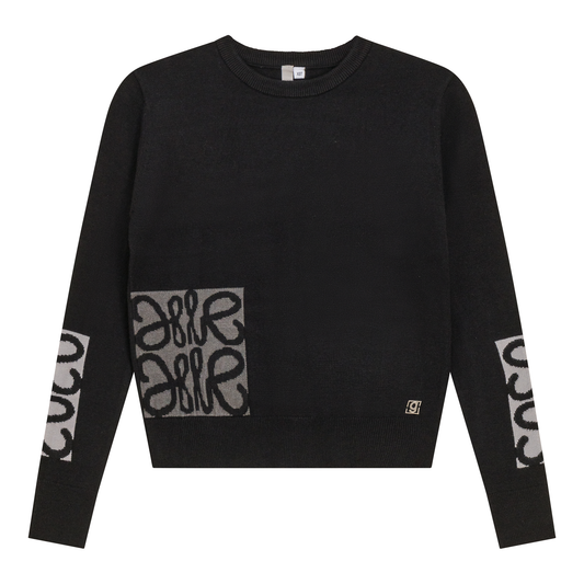 Knit Printed Sweater Black