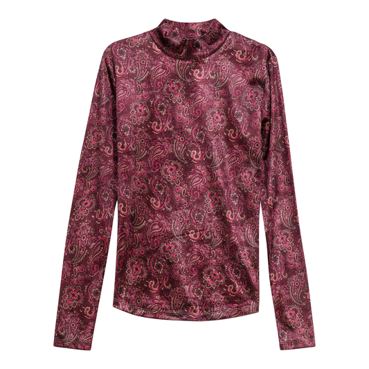 Paisley Stretch Knit Top Pink