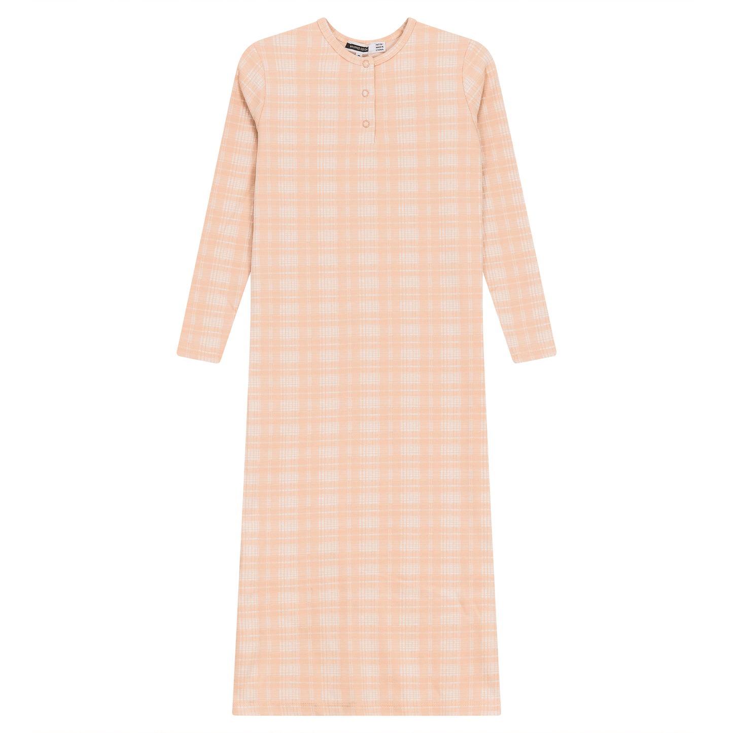 Brushed Rib Plaid Night Gown Light Pink