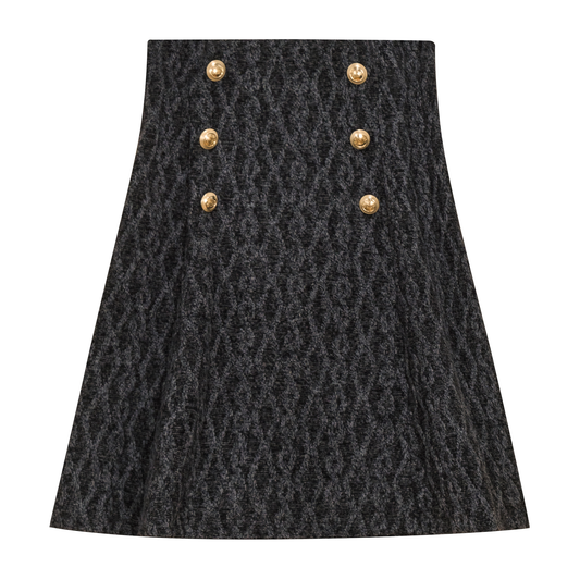 Textured Knit Skirt Charcoal Mix