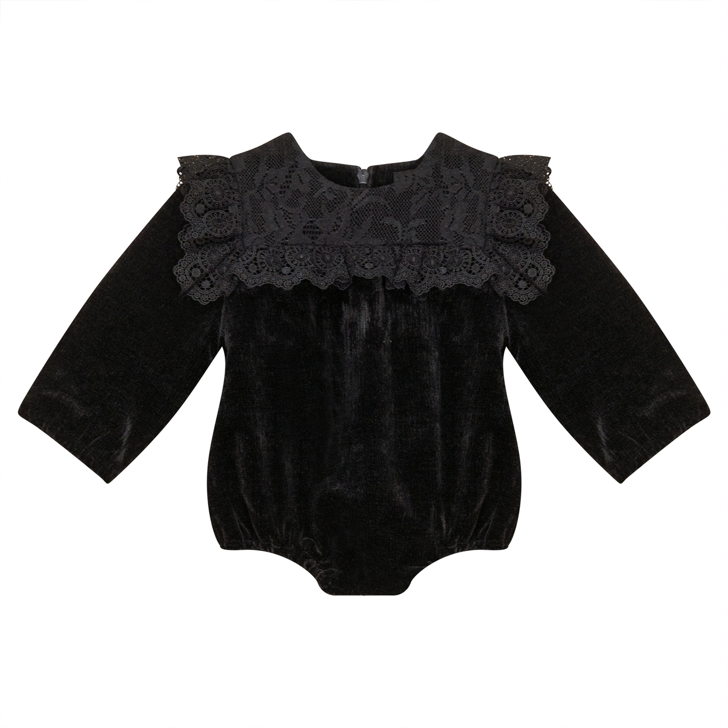 Lace Trim Velvet Bubble Black
