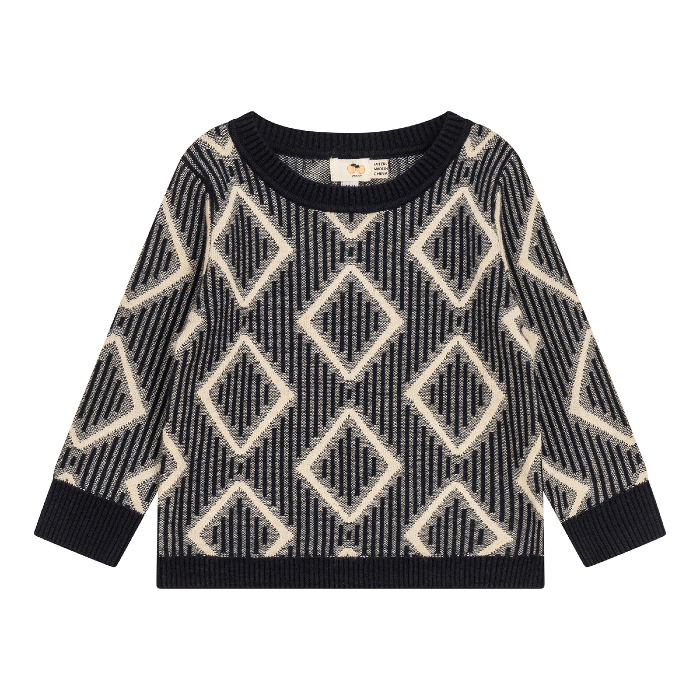 Diamond Knit Sweater Dark Navy Dark Almond