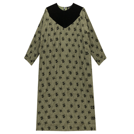 Woven Crinkle Flocked Robe Green