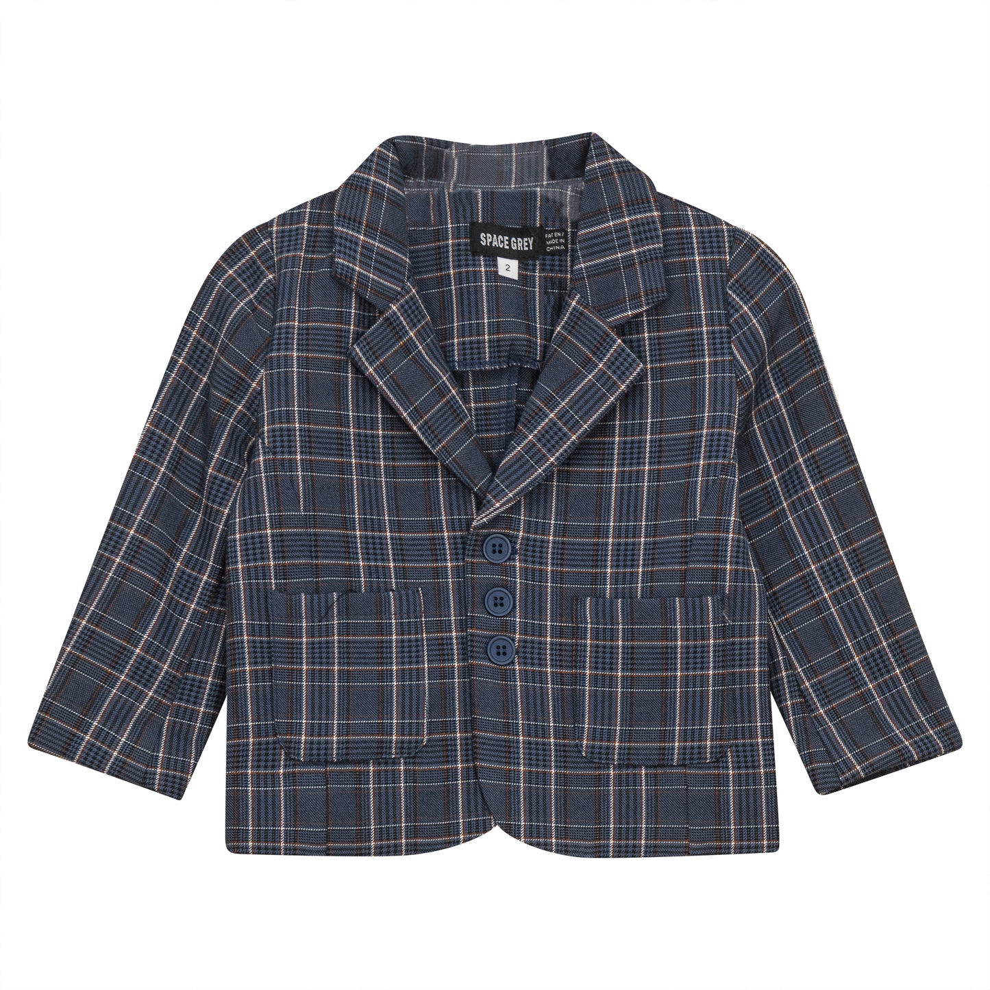Woven Plaid Blazer Blue