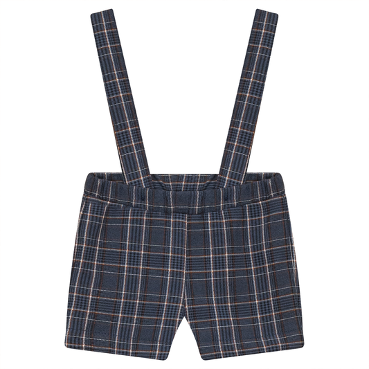 Woven Plaid Overall Blue
