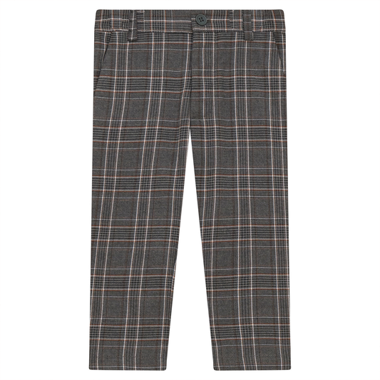 Woven Plaid Long Pants Grey