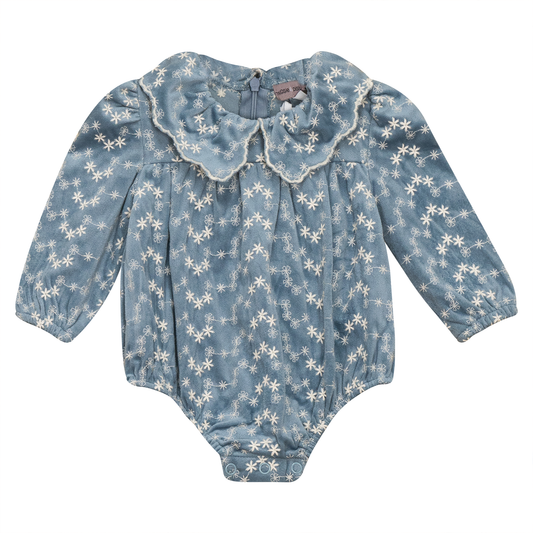 Embroidered Velvet Bubble Blue