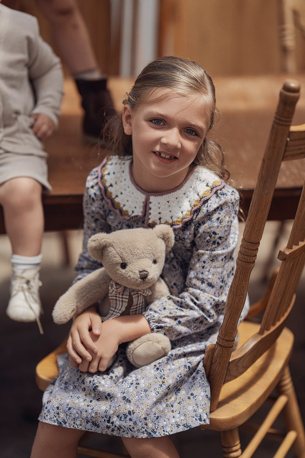 Floral Dress with Crochet Collar