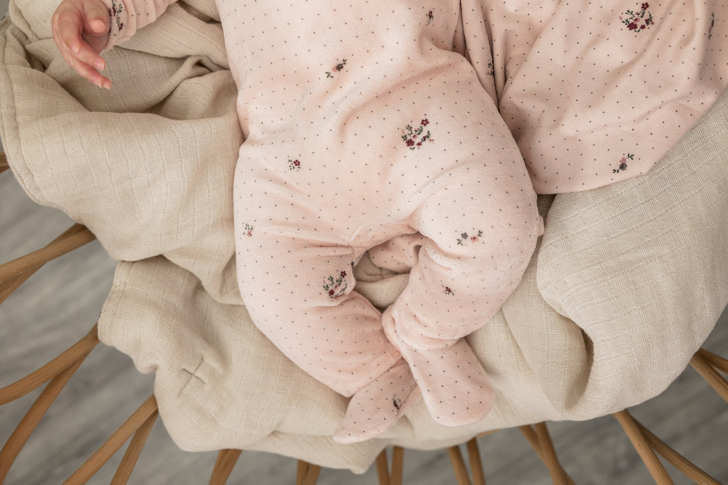 Flower and Mushroom Print Onesie and Bonnet