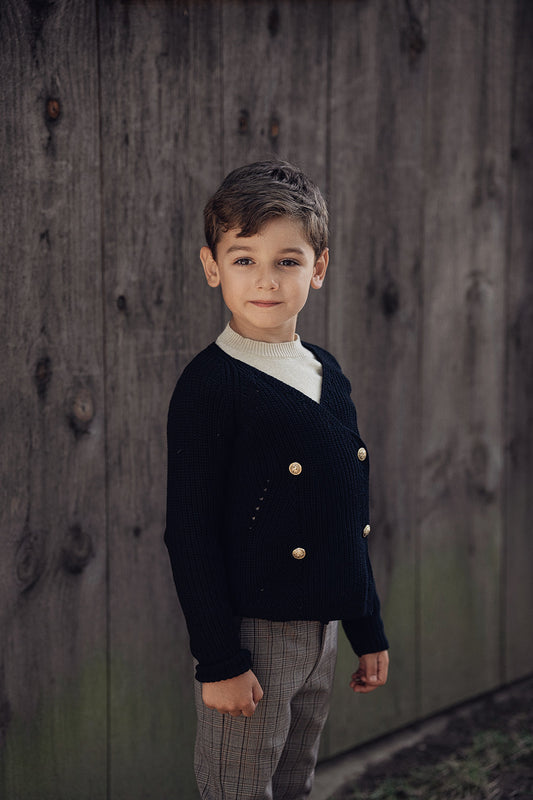 Pointelle Knit Double Breasted Cardigan