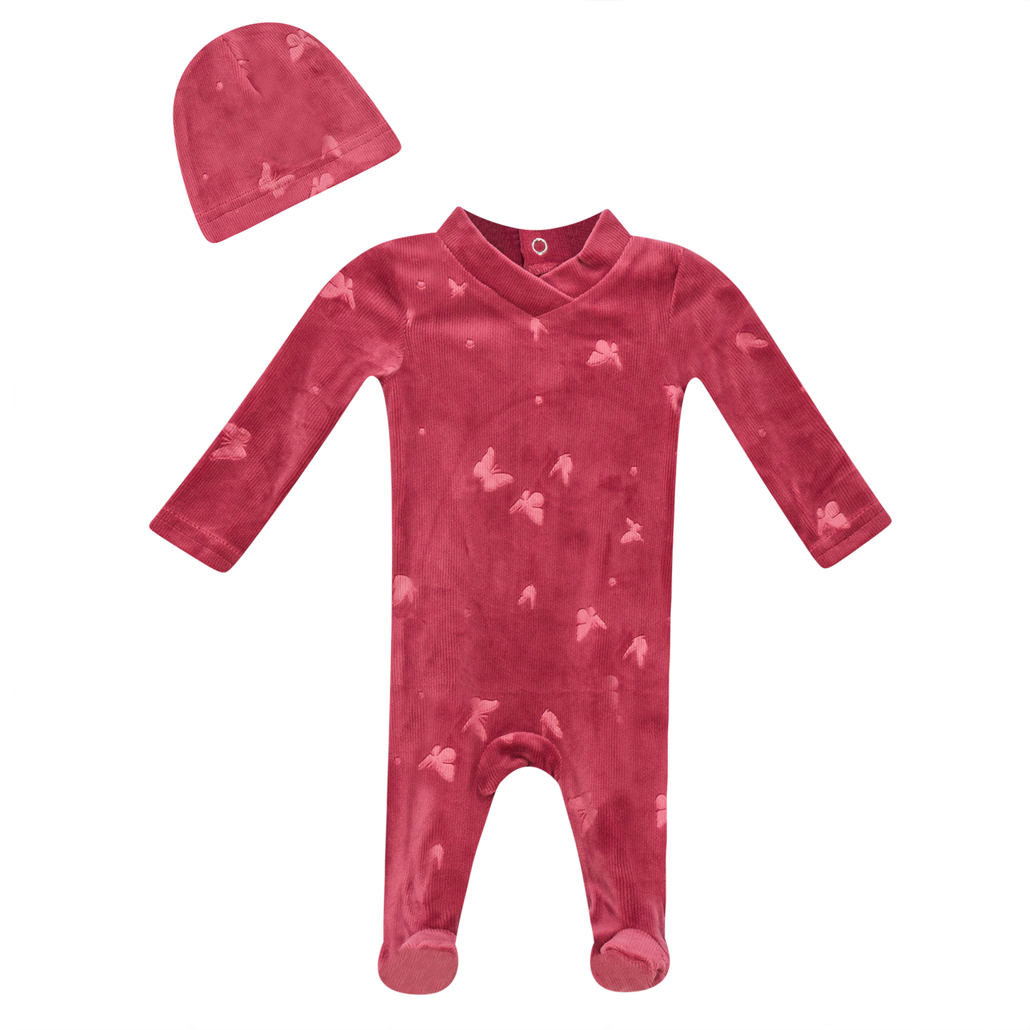 Butterfly Motif Onesie Set Red