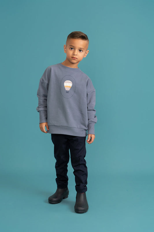 Flower and Hot Air Balloon Print Sweatshirt