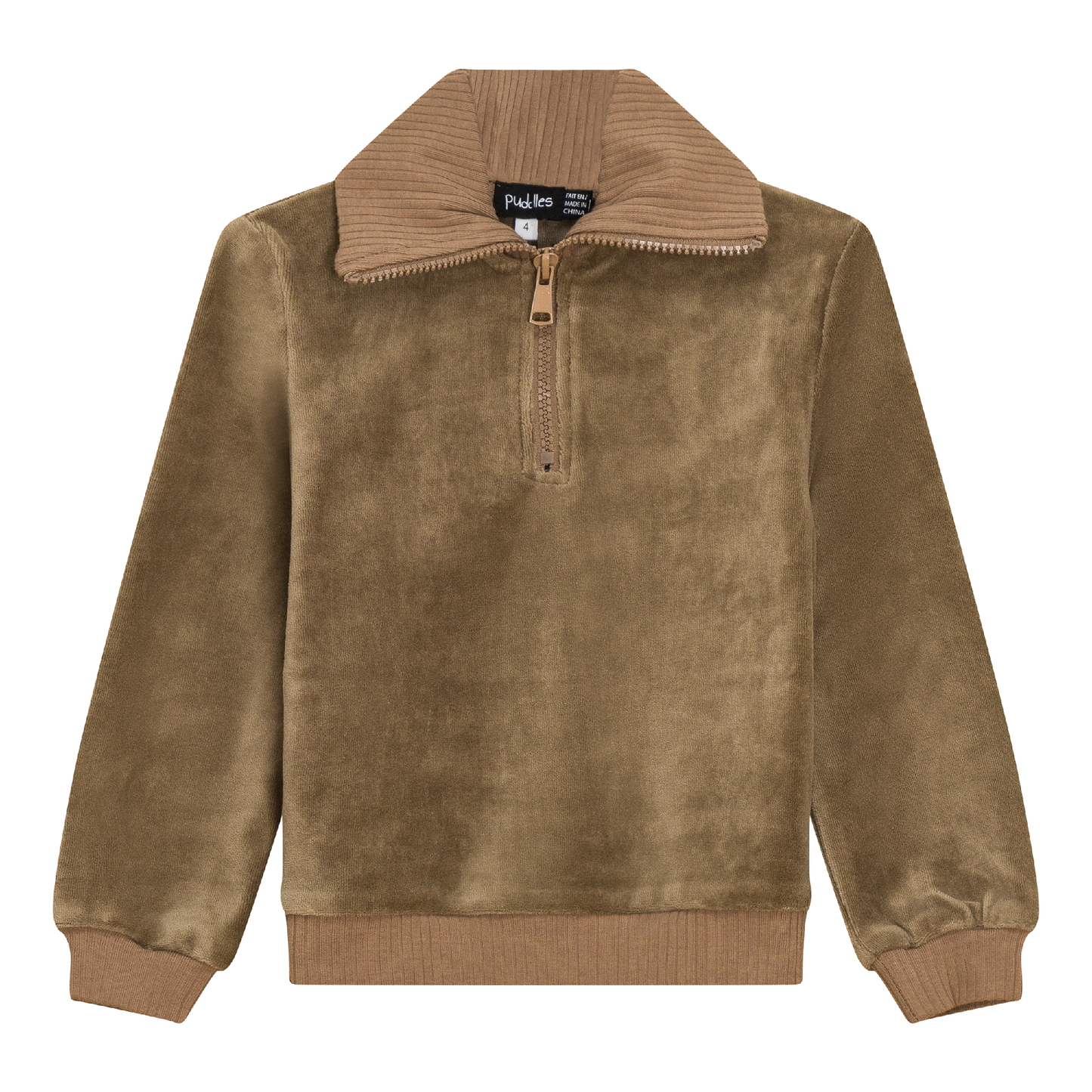 Velour Zip Up Top Cocoa