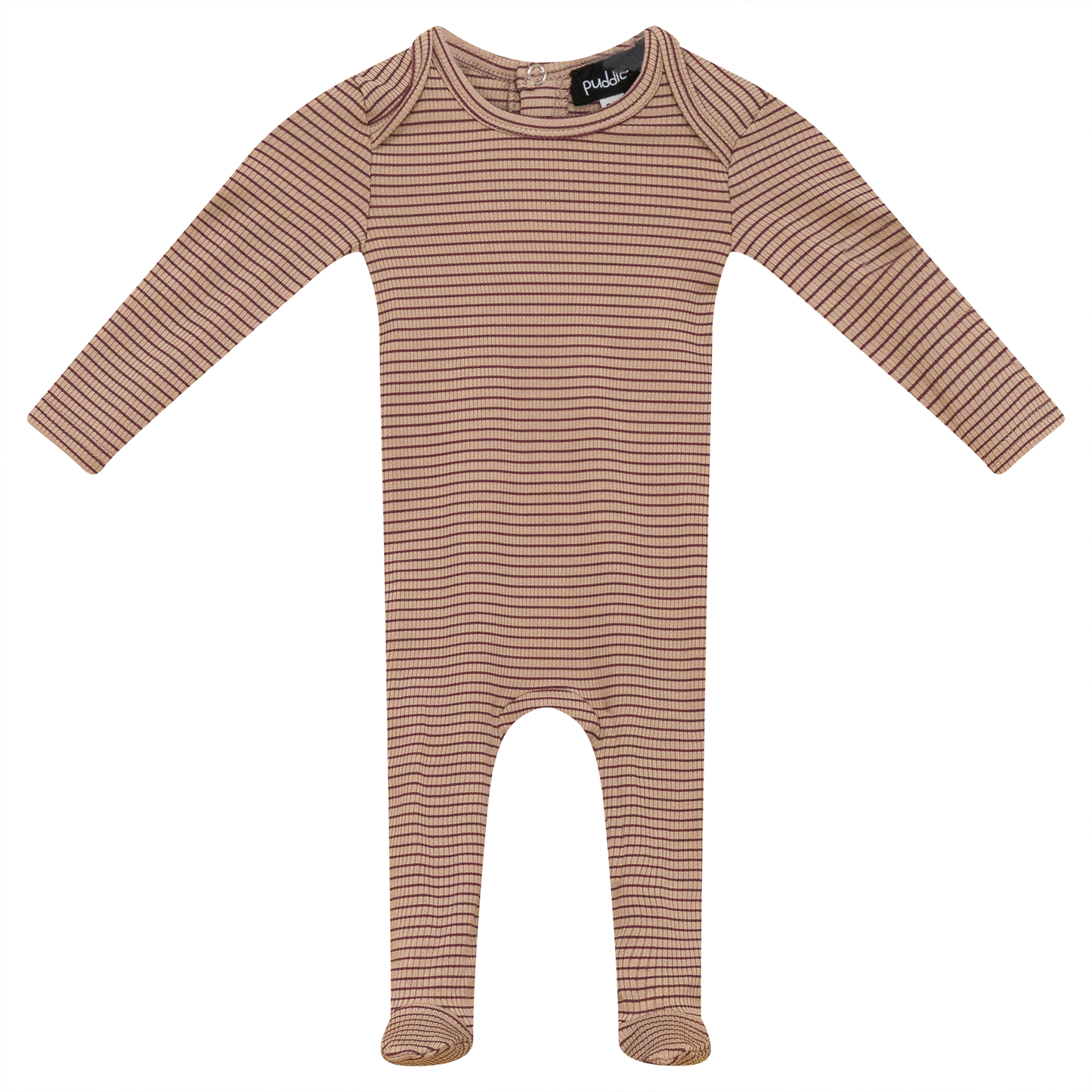 Stripped Rib Onesie Dark Mauve