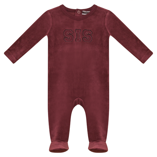 Sis Applique Onesie Burgundy