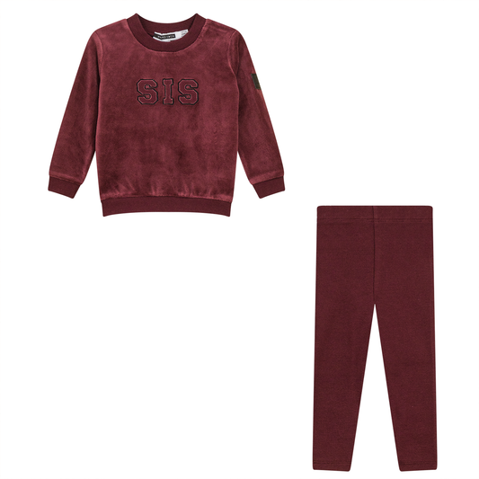 Sis Applique 2Pc Set Burgundy