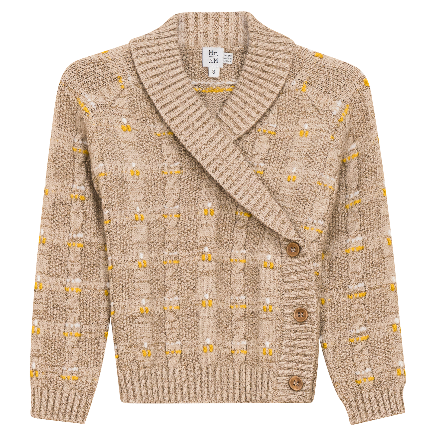 Textured Cable Knit Cardigan Dark Almond
