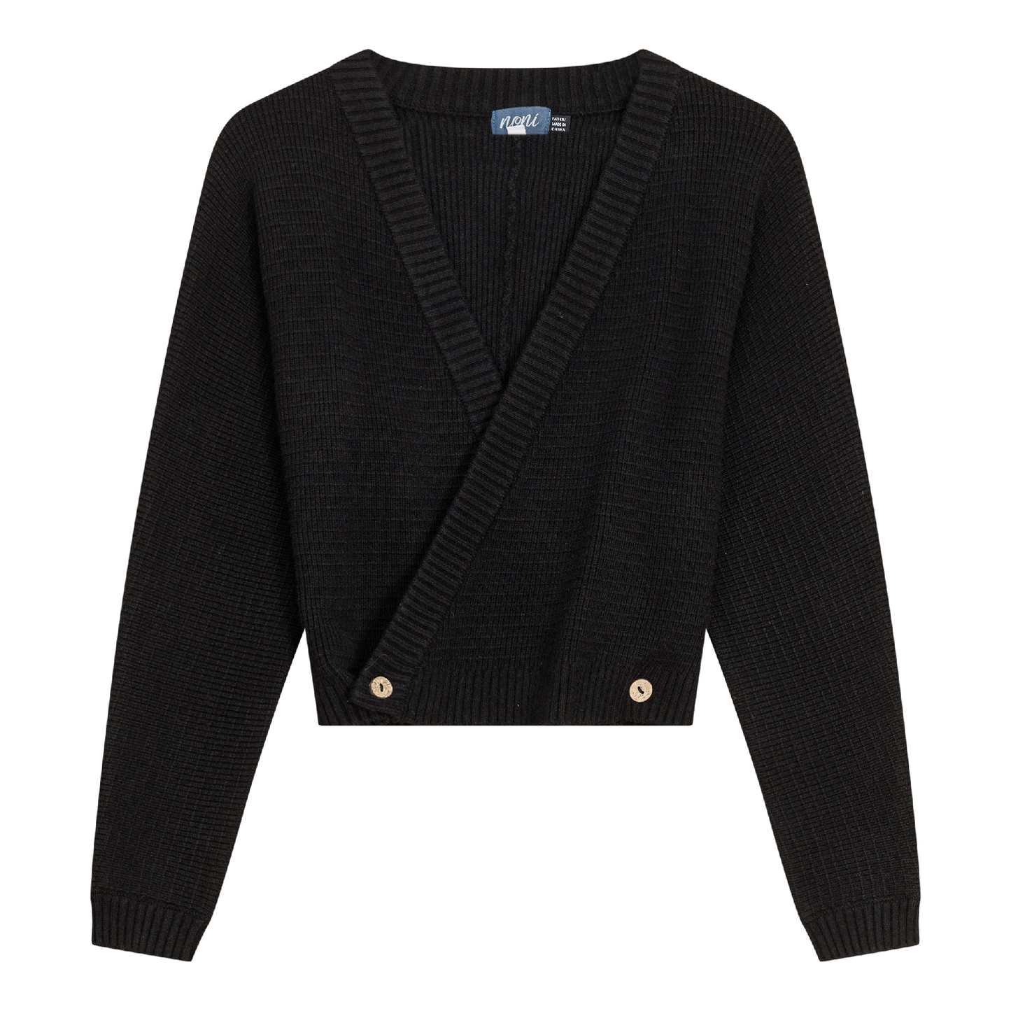 Knitted Wrap Sweater Black