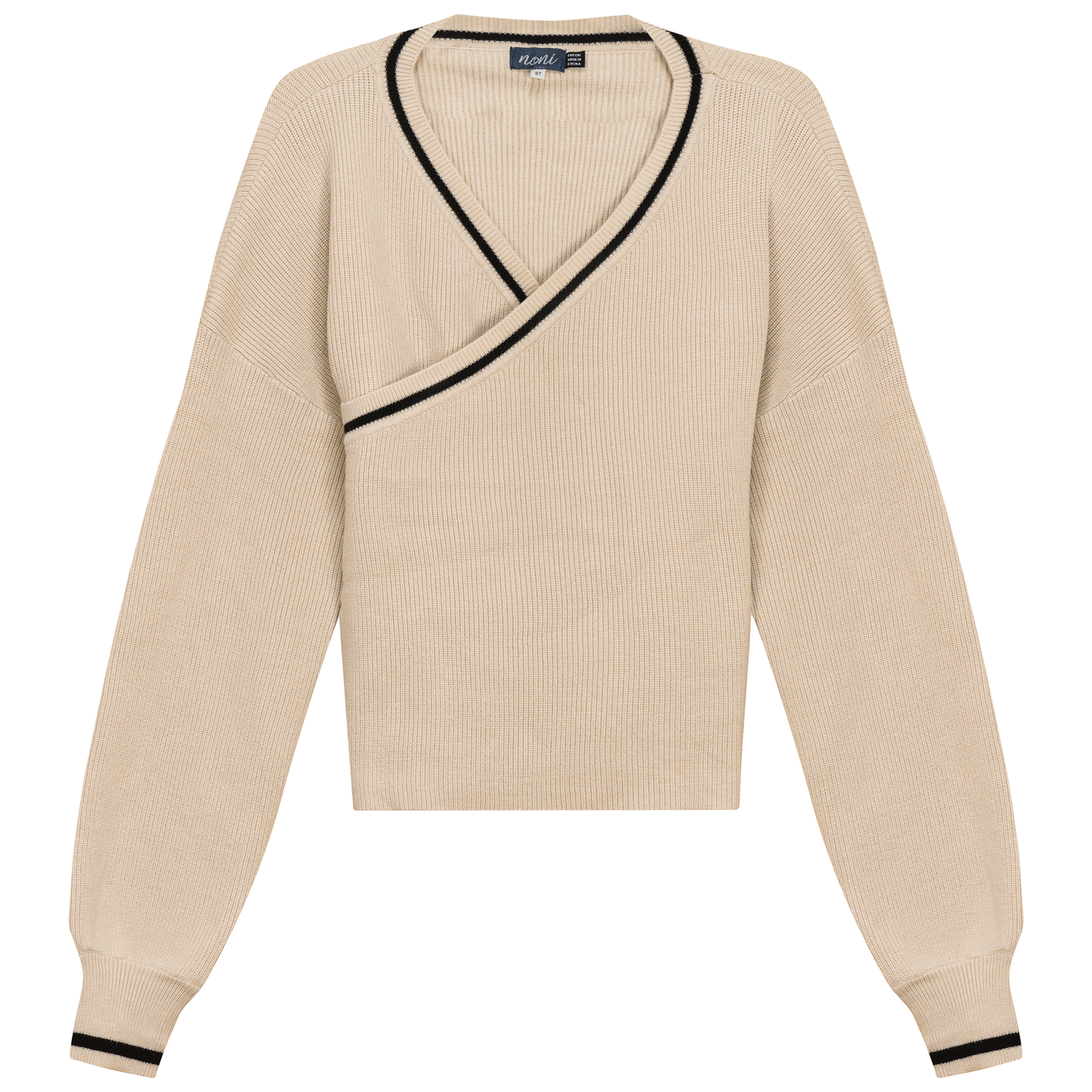 Knitted Crop Cardigan Dark Almond Black