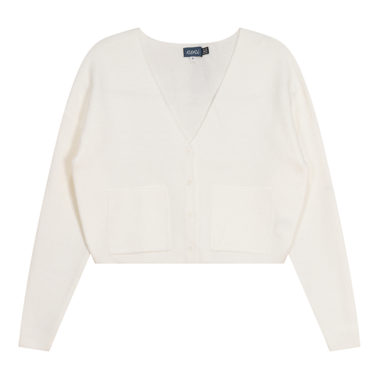 Knitted Crop Cardigan Off White