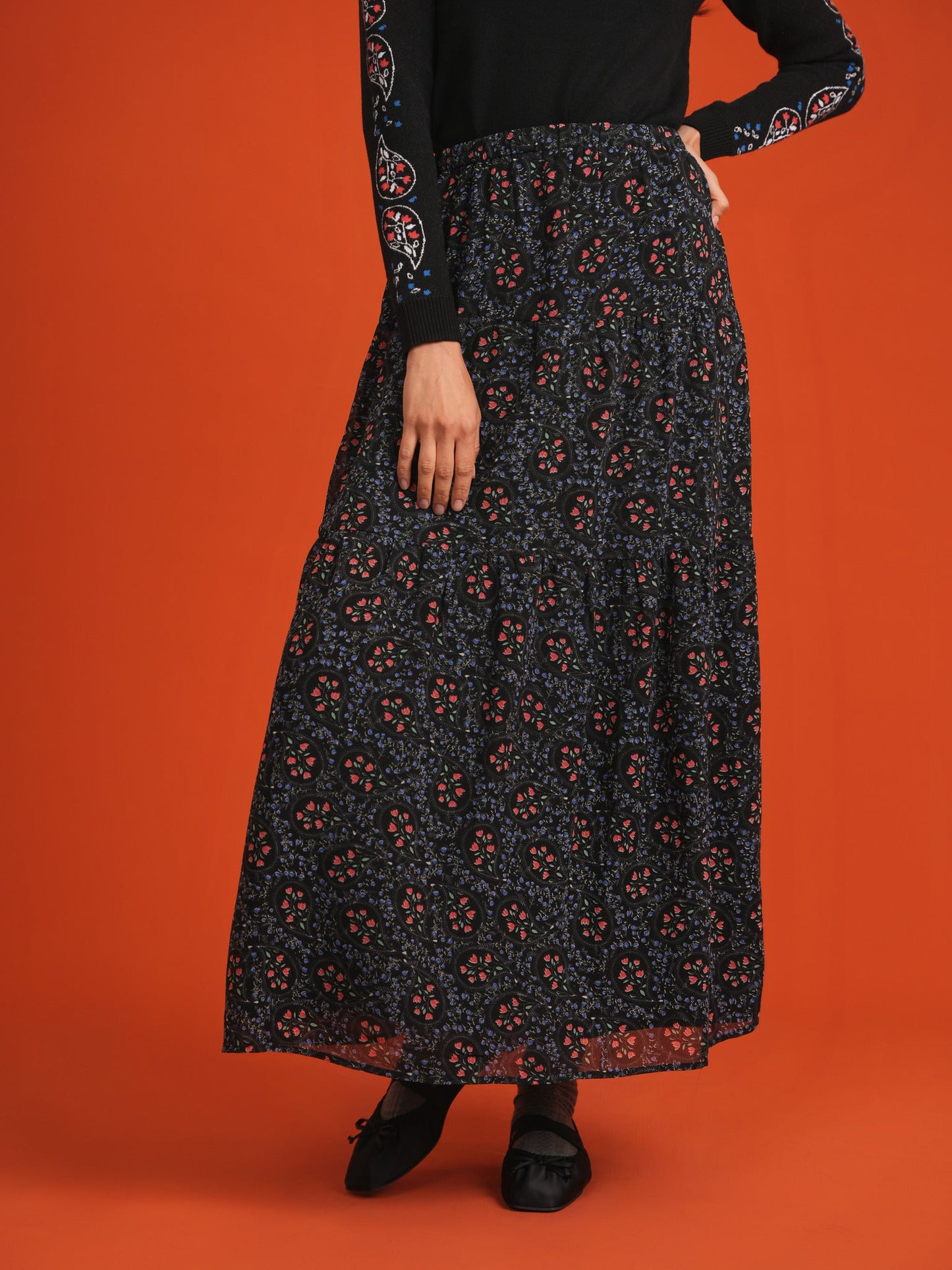 Tiered Floral Chiffon 2 Pc Set