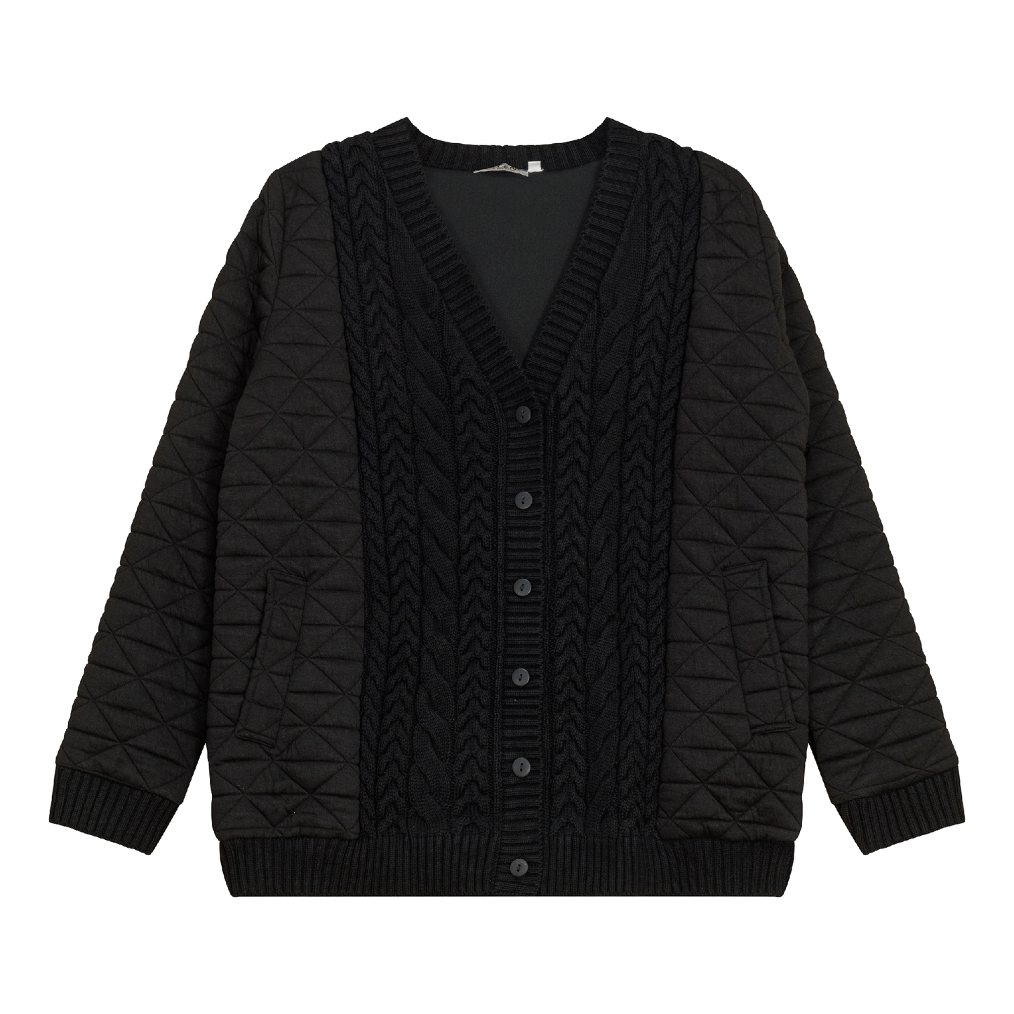 Quilted Knit Cardigan Black