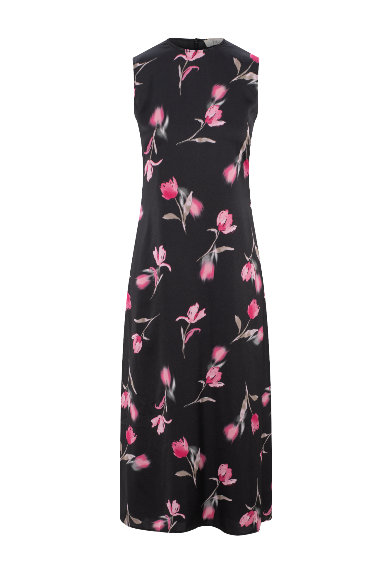 Printed Satin Midi Jumper Black Tulips