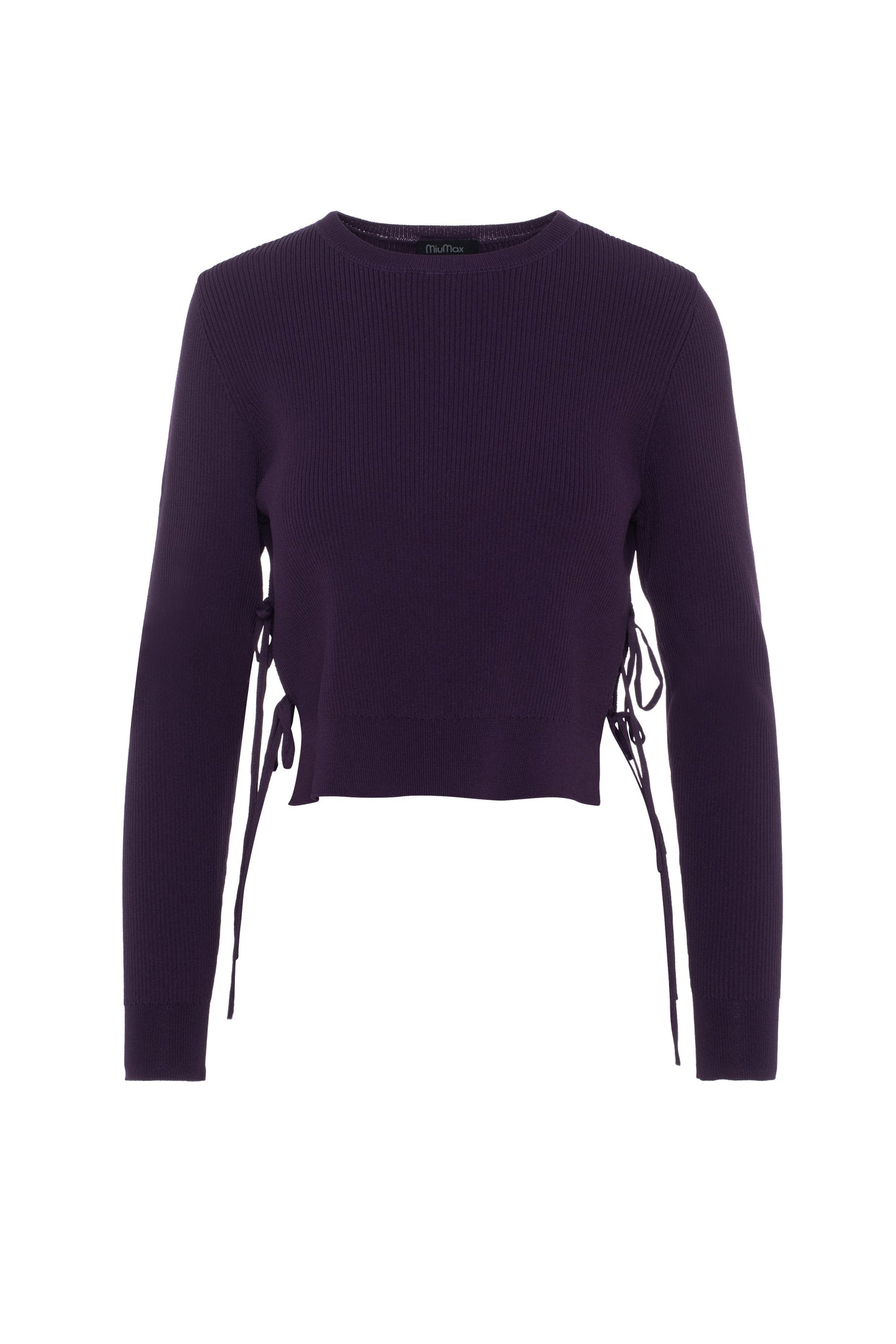 Cropped Double Tie Sweater Plum