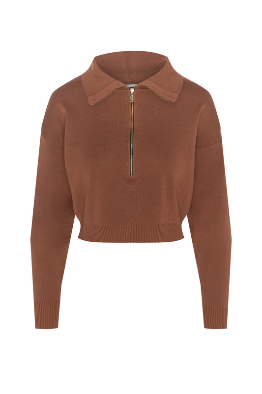 Cropped Dolman Zip Sweater