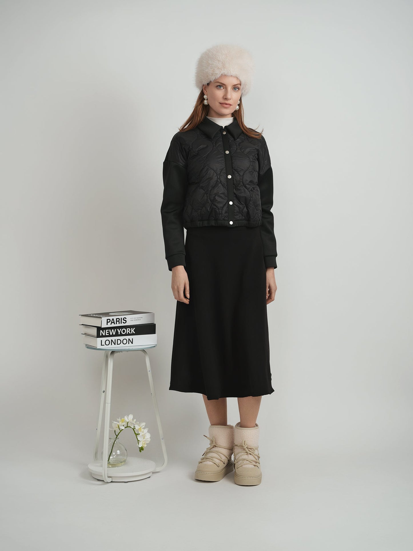 Cropped Quilted Scuba Combo Bomber Jacket