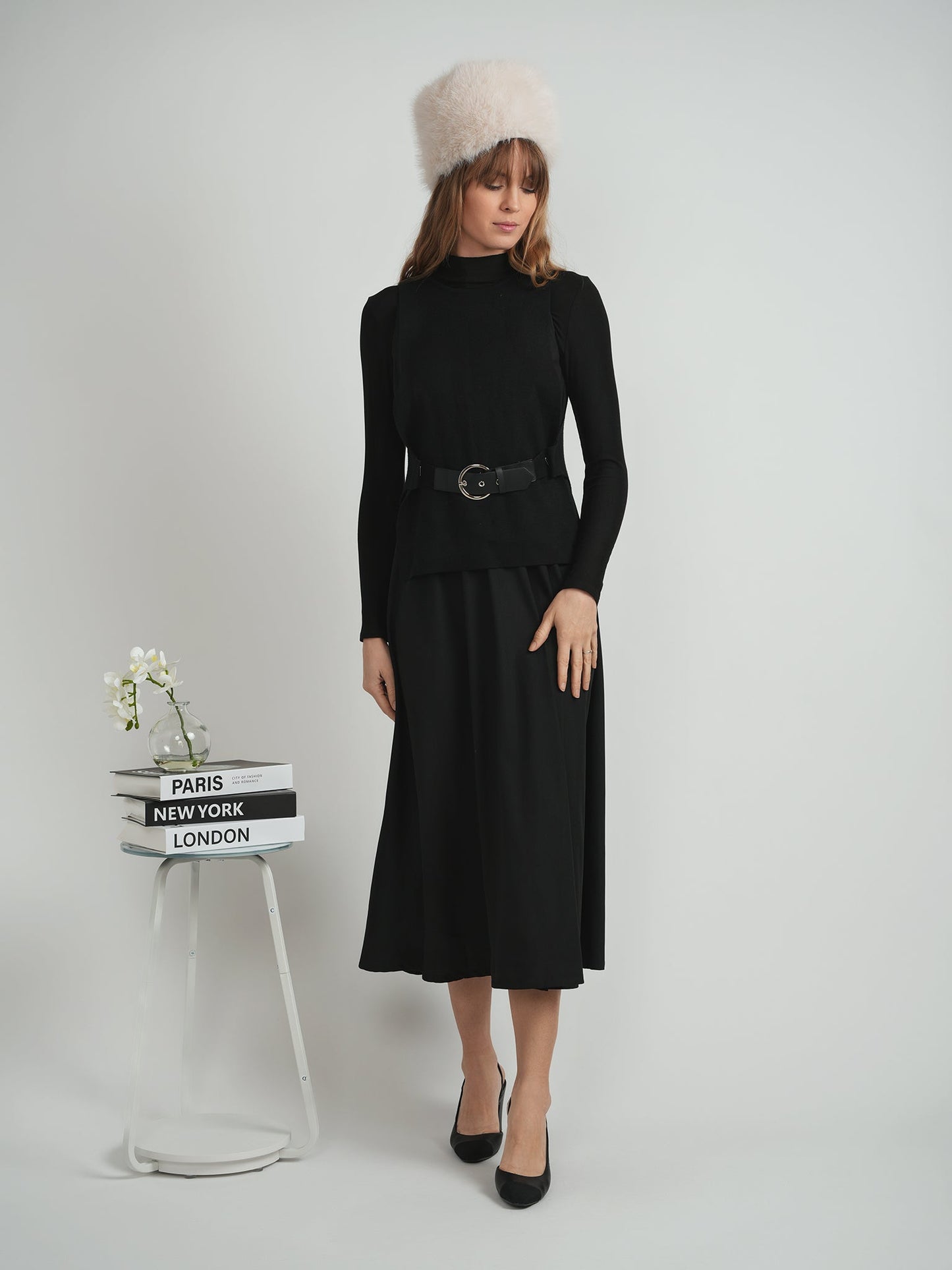 Belted Vest Crepe Jumper Combo