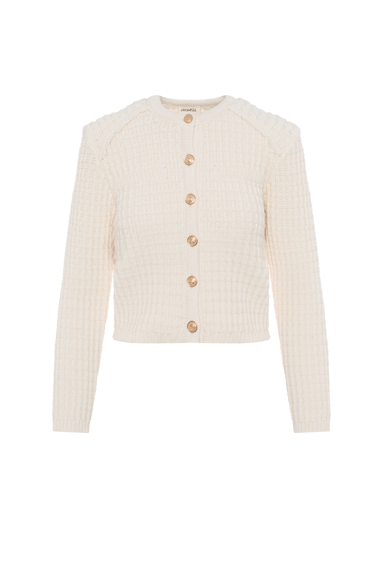 Crochet Knit Short Cardigan Cream