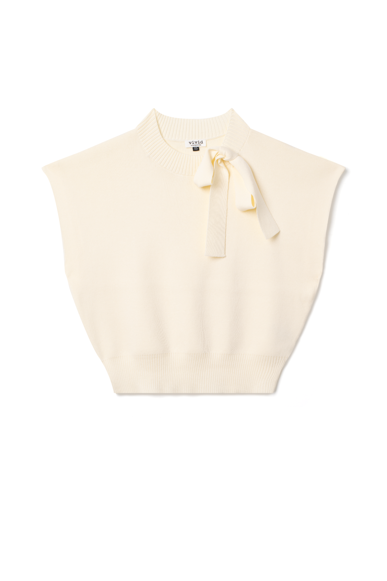 Knit Mock Neck Tie Vest Cream