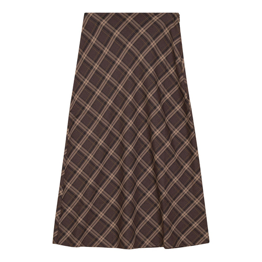 Midi Plaid Skirt Eggplant