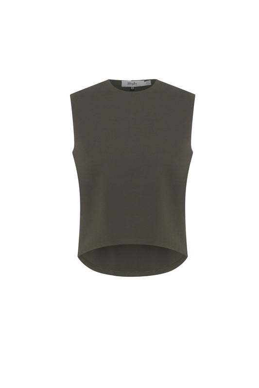 Ponte High Low Vest Dark Olive