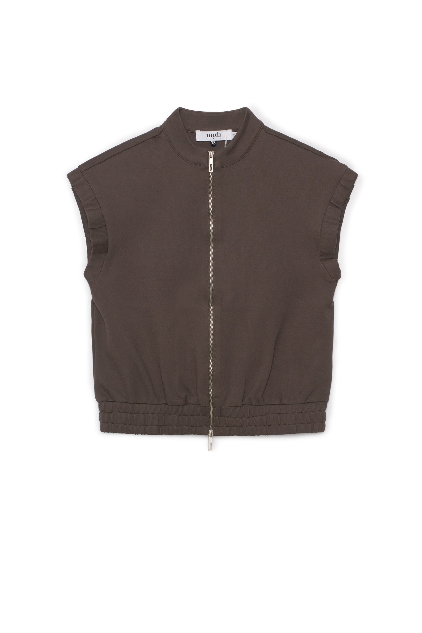 Ponte Knit Zip Down Vest Dark Olive