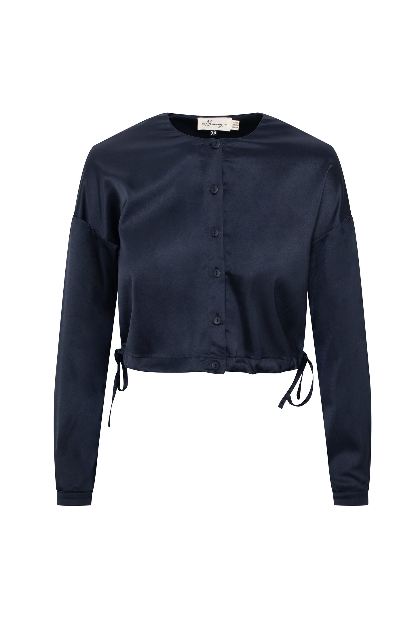 Satin Tie Blouse Dark Navy