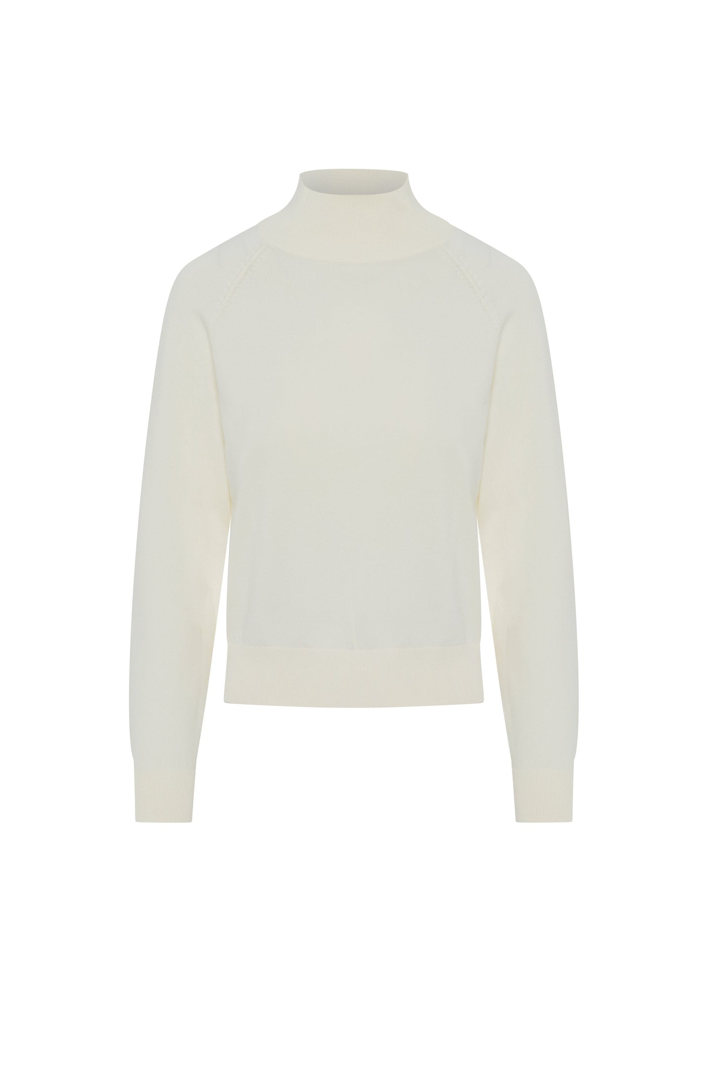Raglan Sleeves Mock Neck Sweater Cream