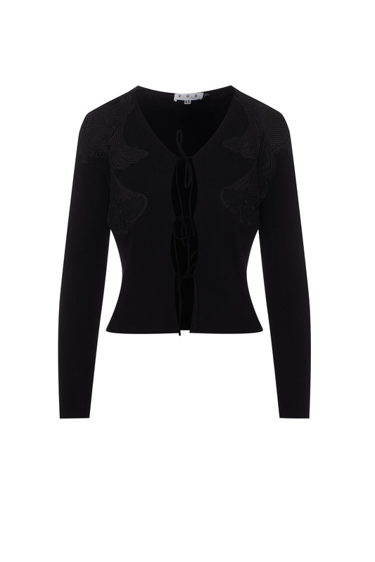 Knit Lace Cardigan Black