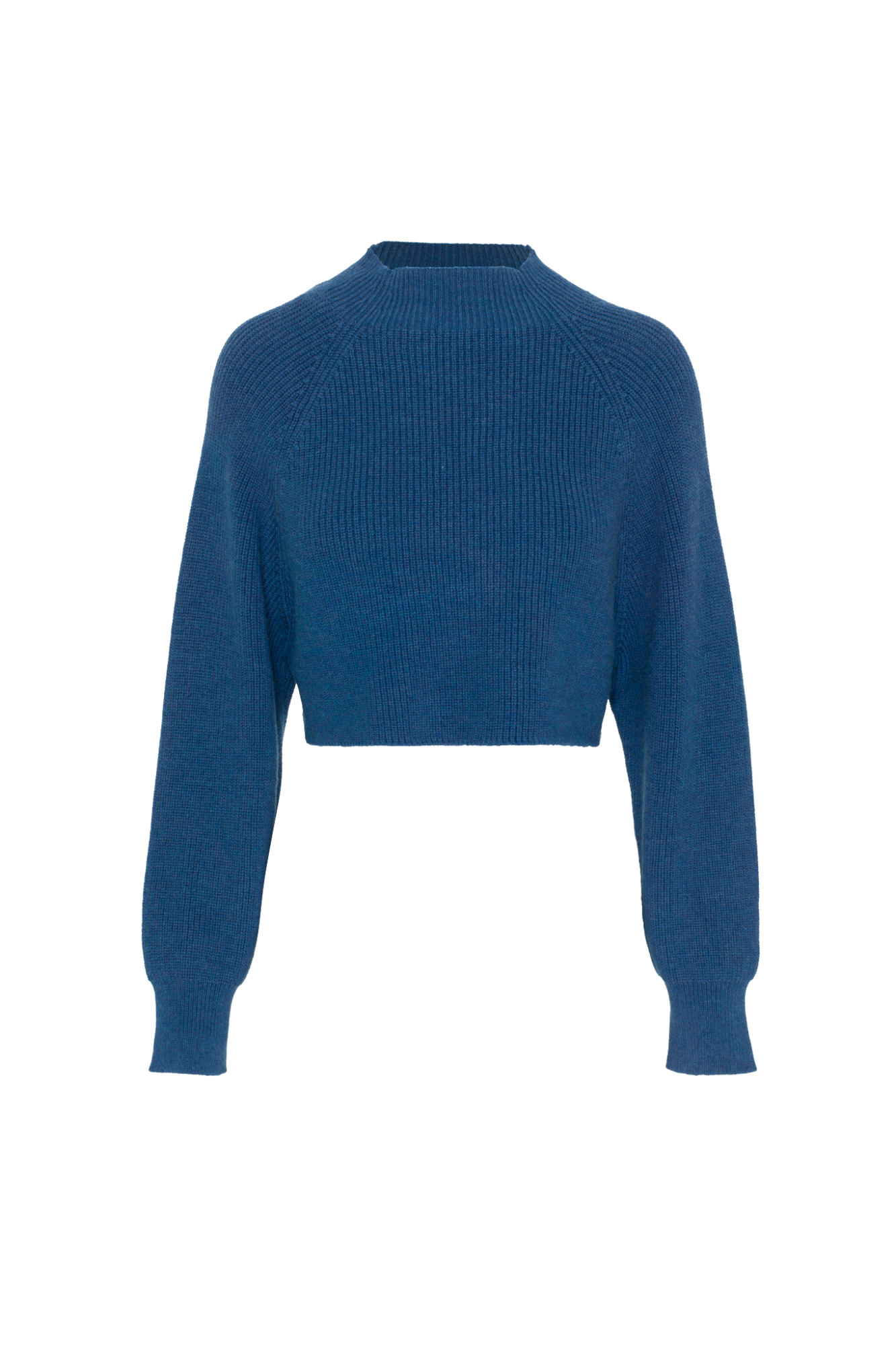 Cropped Raglan Knit Sweater Dark Denim