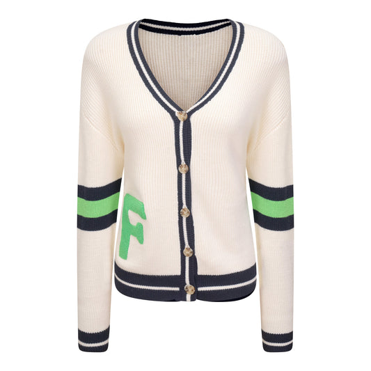 Knit Emblem Cardigan Cream