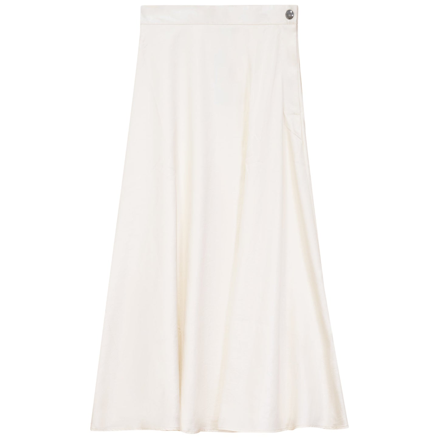 Accordion Pleated Leather Look Midi Skirt Cream