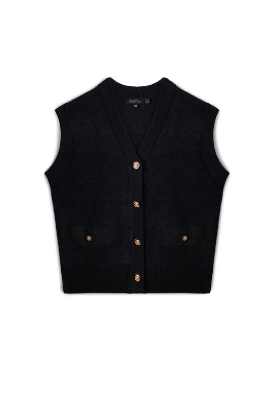 Cropped Mohair Sleeveless Cardigan