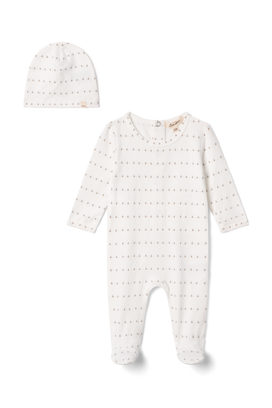 Cotton Printed Onesie Powder Blue